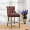 WestinTrends 24" Linen Fabric Tufted Buttons Upholstered Wingback Counter Stool - 2 of 4
