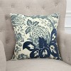 18"x18" Floral Poly Filled Square Throw Pillow Ivory/Assorted Blue - Rizzy Home: Cotton Canvas, Indoor Decorative Cushion - 2 of 4