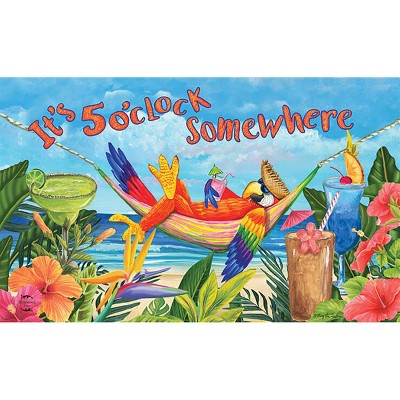 Tropical Parrot Beach Theme Rubber Doormat 30" x 18"