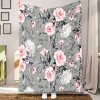Lomsoe Vintage Pink Rose Print Flannel Blanket - All Seasons Soft and Warm Throw Blanket for Napping, Camping, Travel, Office - 3 of 4