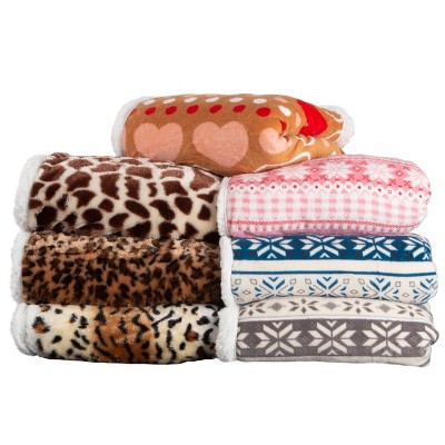 Gray and White Reversible Fleece Sherpa Winter Throw Blanket