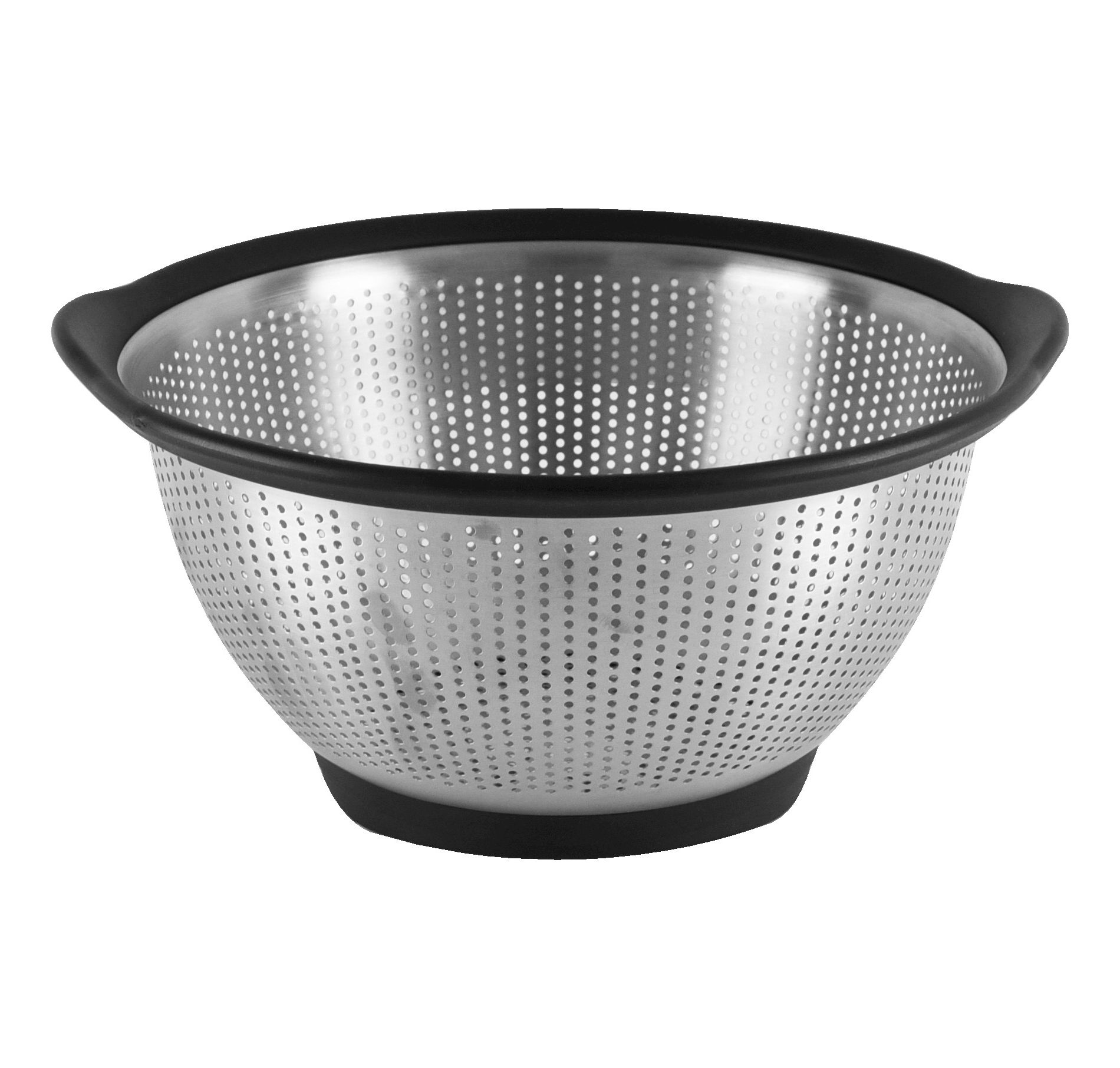 KitchenAid 5 Quart Colander Stainless Steel Black Rim: Metal Strainer, Dishwasher-Safe, Light Silver, Black