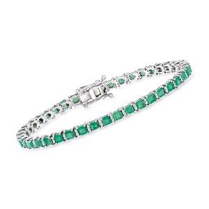 Ross-Simons 5.00 ct. t.w. Emerald and .30 ct. t.w. Diamond Tennis Bracelet in Sterling Silver Size 8 - 1 of 3