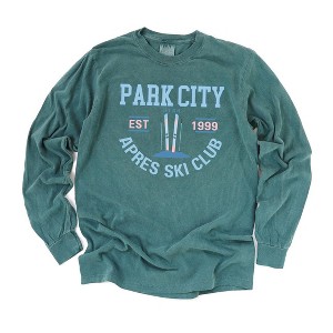 Simply Sage Market Women's Park City Ski Club Long Sleeve Garment Dyed Tee - 1 of 2