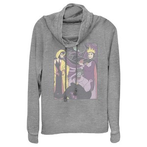 Juniors Womens Disney Distressed Villains Poster Cowl Neck Sweatshirt - 1 of 4