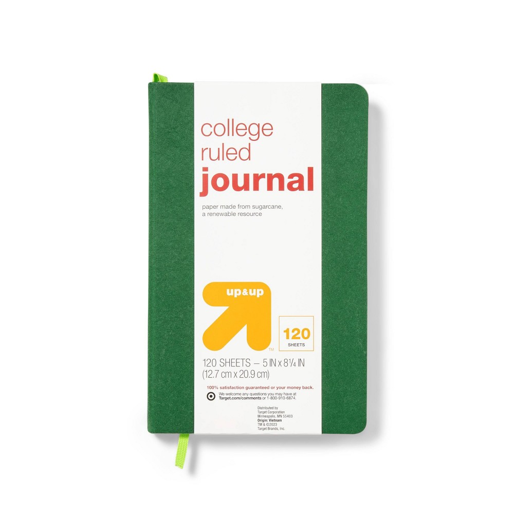 120 Sheets College Ruled Fashion Journal 5"x8.25" Green - up & up™