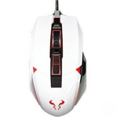 RIOTORO Aurox Mouse - Optical - Cable - White - USB - 10000 dpi - Scroll Wheel - 8 Button(s)