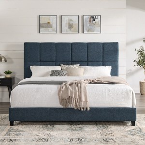 King Size Upholstered Platform Bed with Headboard for Bedroom - 1 of 4