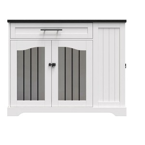 Dog Crate Furniture, Sturdy Indoor Dog Kennel with 2 Drawers and Storage Cabinet, Modern Furniture Dog Crate Side End Table for Small Medium Dogs - 1 of 1