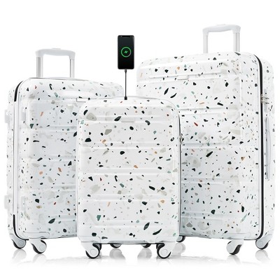 YONWAY 3 Piece Hardside Luggage Sets, Airline Certified Carry-on Luggage, With USB Port And TSA Lock