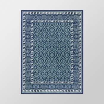 7'10"x10' Tapestry Border Outdoor Rug Blue - Threshold™