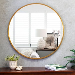 PexFix Classic Round Accent Bathroom Mirror Metal Frame Hanging Wall Mounted Circle Mirror for Wall Decor Vanity Entryway Living Room - 1 of 4