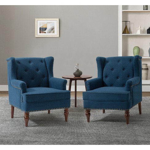 Set Of 2 Cecília Living Room Armchair With Nailhead Trim | Artful ...