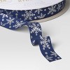 18' Christmas Fabric Ribbon Blue/White Satin Snowflakes - Wondershop™ - 3 of 3