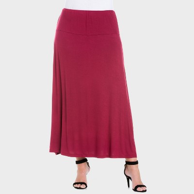 24seven Comfort Aapparel Womens Plus Elastic Waist Comfortable Fit Maxi Skirt