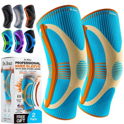 DR. BRACE® ELITE Knee Braces for Knee Pain, Compression Knee Sleeve with Side Stabilizers - 2 Pack