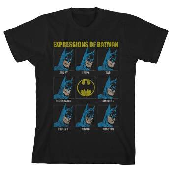The Many Expressions of Batman Black Graphic Tee Toddler Boy to Youth Boy