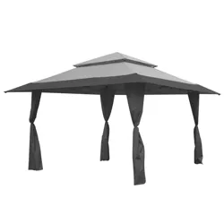 Z-Shade 13 x 13 Foot Adjustable Height Instant Gazebo Outdoor Canopy Patio Shelter Tent with Stakes, Steel Frame, and Storage Carry Bag, Gray