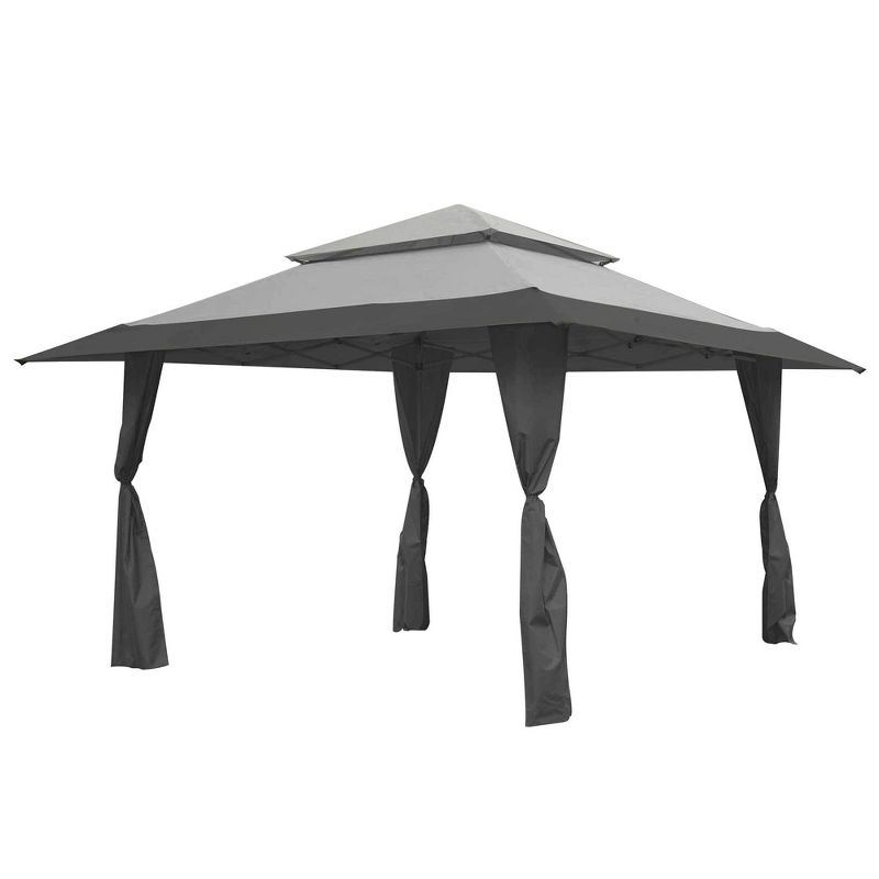 Z-Shade 13 x 13 Foot Instant Gazebo Outdoor Canopy Patio Shelter Tent, Gray & 4 Instant Outdoor Canopy Tent Shelter Wrap Around Leg Weight Bags, Black, 5 of 6