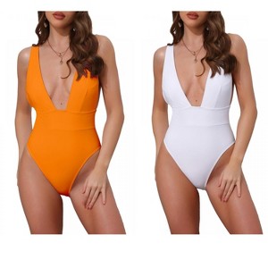 INSPIRE CHIC Women's Deep V Plunge Monokini Backless Bikini Suit 2 Sets - 1 of 4