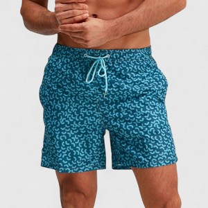 Anna-Kaci Men's Abstract Print Swim Trunks with Elastic Waistband and Adjustable Drawstring - 1 of 4