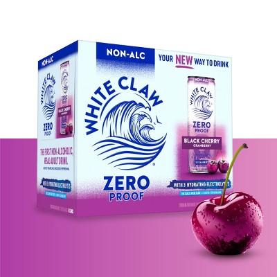 White Claw Zero Proof Black Cherry Cranberry Non-Alcoholic Seltzer - 6pk/12 fl oz Cans