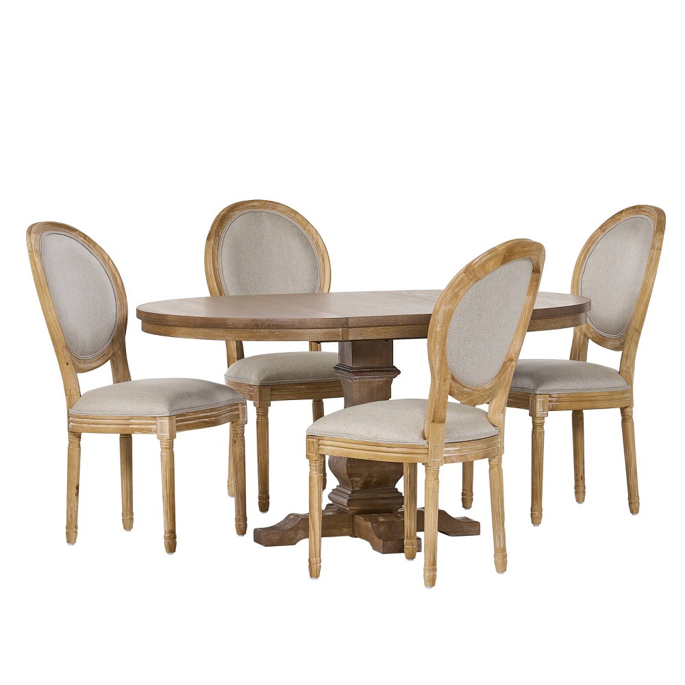 Photos - Dining Table Christopher Knight Home 5pc Dored Dining Set Beige/Natural