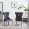 Roundhill Furniture Montura Contemporary Tufted Velvet Chair with Nailhead Trim, Gray, Set of 2 - 3 of 4