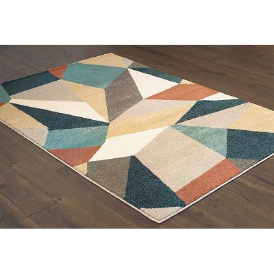 Bowen Black and Beige Synthetic Rectangular Area Rug