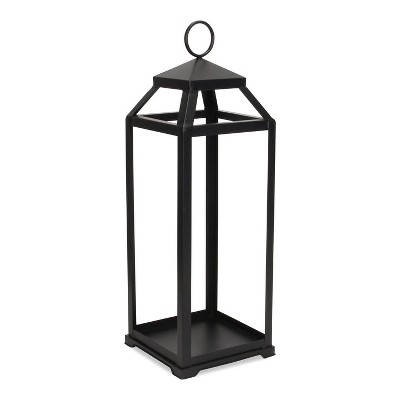 Cheung's Novara Tapered Square Top Metal Lantern - Black