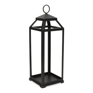 Cheung's Novara Tapered Square Top Metal Lantern - Black - 1 of 4