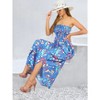 LA LEELA Women's House Daily Routine Evening Wear Boho Maxi Casual Dress Top Evening Long Tube Casual Dresses for Women One Size Blue, Geometric - 2 of 4