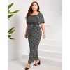 Clearlove Jumpsuits for Plus Size Women Casual Square Neck One Piece Floral Wide Leg Rompers - 2 of 4