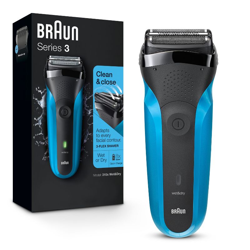 BRAUN SERIES 3-310S MEN&#39;S RECHARGEABLE WET &#38; DRY ELECTRIC FOIL SHAVER, 1 of 12