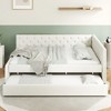 TIRAMISUBEST Full XL Size Upholstered Platform Bed with Twin XL Trundle, Modern Daybed Sofa Bed Frame with Button Tufted Design - 2 of 4