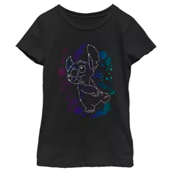 Girl's Lilo & Stitch Constellation of Stitch  T-Shirt - Black - X Small