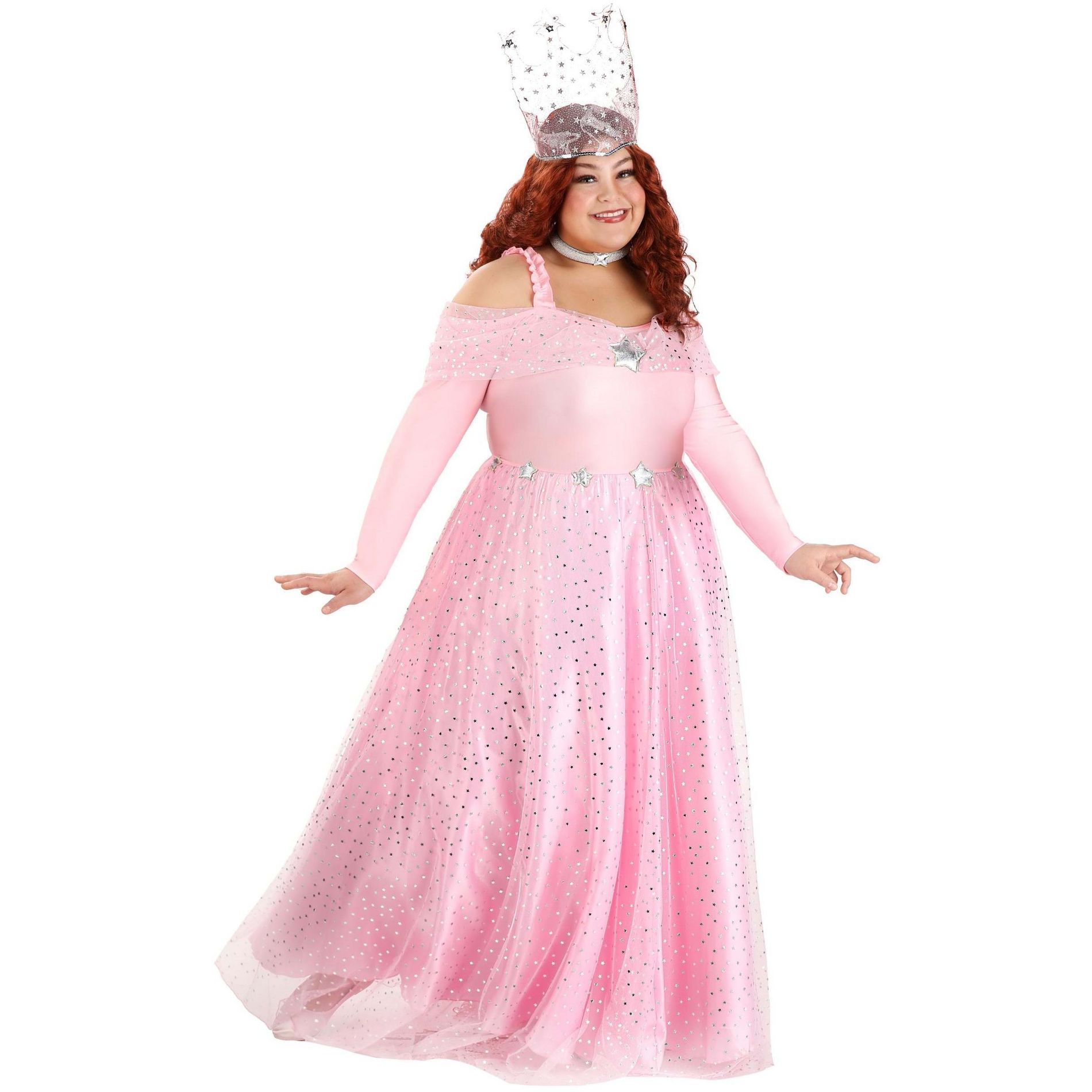 HalloweenCostumes.com 3X  Women  Plus Size Deluxe Pink Witch Dress Costume, Pink/Gray