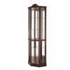 Glass and Wood Lighted Corner Curio Display Cabinet with Glass Doors, Carved Decoration, Adjustable Shelves - 4 of 4