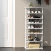 Costway Patented 7-Tier Double Rows Shoe Rack Vertical Wooden Shoe Storage Organizer Rustic White/Brown - 2 of 4