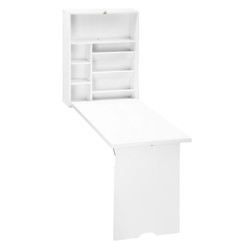 HOMCOM Wall Mounted Fold Out Convertible Desk, Multi-Function Floating Desk with Storage Shelf for Home Office, 1 of 7