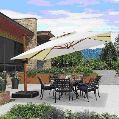 PURPLE LEAF 9/10/11/12ft Patio Umbrella with Base Outdoor Square Large Cantilever Umbrella Windproof Offset Heavy Duty Umbrella for Garden Deck Pool