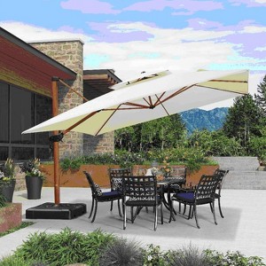 PURPLE LEAF 9/10/11/12ft Patio Umbrella with Base Outdoor Square Large Cantilever Umbrella Windproof Offset Heavy Duty Umbrella for Garden Deck Pool - 1 of 4