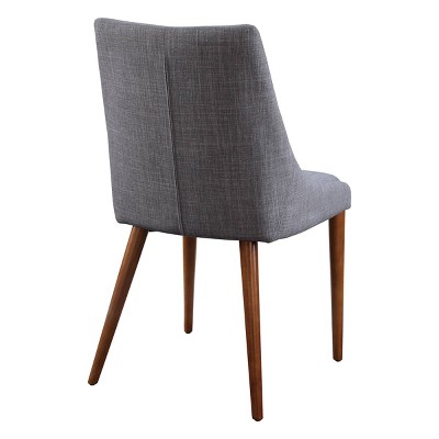 Dove Gray Upholstered Mid-Century Modern Dining Chair with Wood Legs