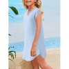Girl's V Neck Short Sleeve Beach Dress Summer Swimsuit Bikini Cover Up - 2 of 4
