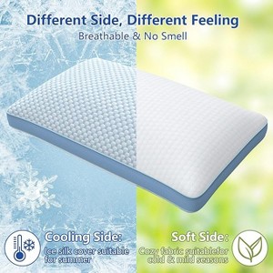 Vipbear memory foam bed pillow, adjustable cooling pillow, luxurious gel bed pillow supports fluffy pillows and washable pillowcases, blue - 1 of 4