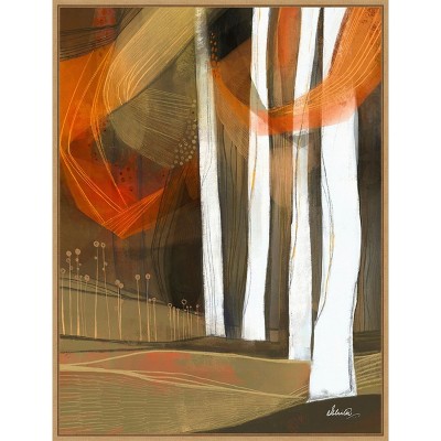 Ethereal Fall Forest Abstract Watercolor Framed Canvas Art