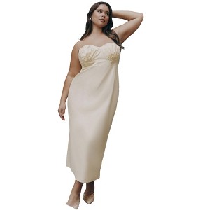 ELOQUII Women's Plus Size Cup Detail Poplin Column Dress - 1 of 3
