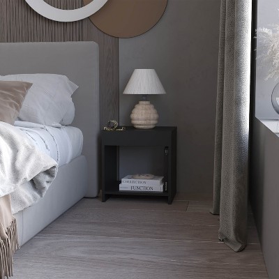 NicBex Modern Nightstand with Open Storage,Wood Bedside Table for Living Room Bedroom,Minimalist Design