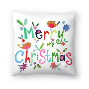 Americanflat Kids Merry Christmas Robins By Liz And Kate Pope Throw Pillow