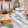 3" Dupioni Double-Sided Ribbon White & Green - National Tree Company - 2 of 4